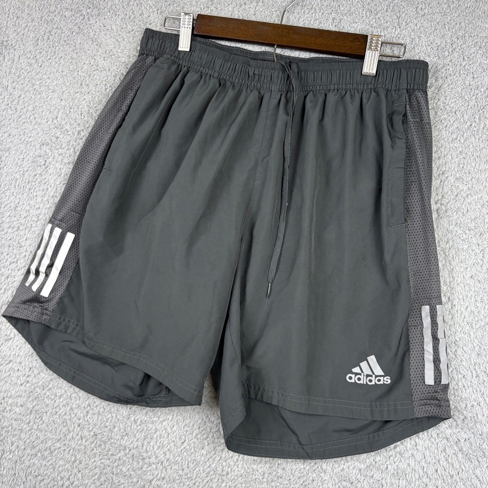 Adidas Shorts Mens XL Gray Running Aeroready Primegreen 7" Inseam Athletic